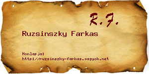 Ruzsinszky Farkas névjegykártya